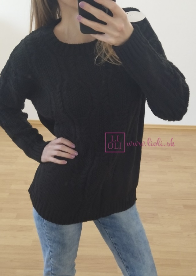 Pletený sveter so vzorom ABIGAIL čierny