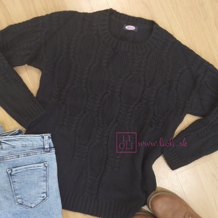 Pletený sveter so vzorom ABIGAIL čierny