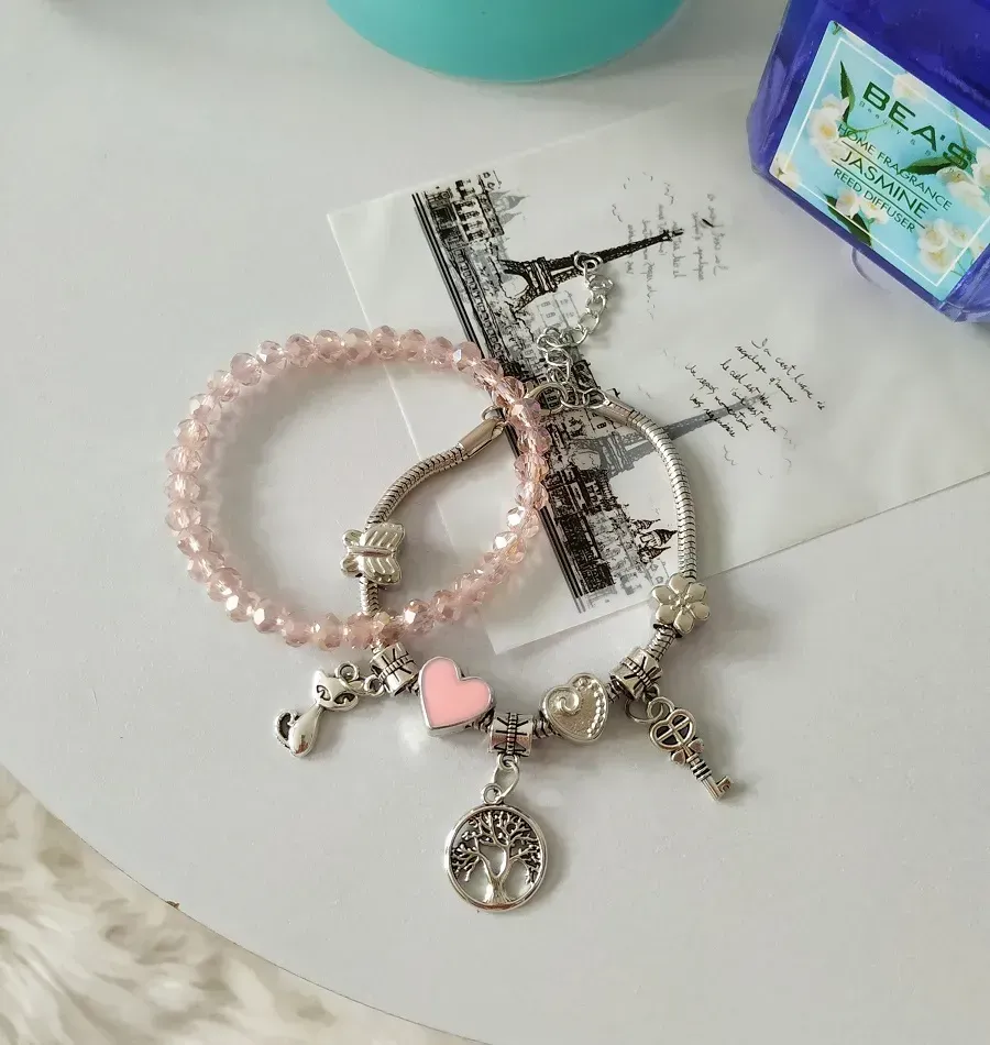Set dvoch dámskych náramkov s príveskami Silver Love