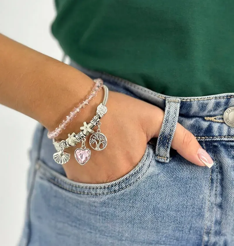 Set dvoch dámskych náramkov s príveskami Silver Heart rose
