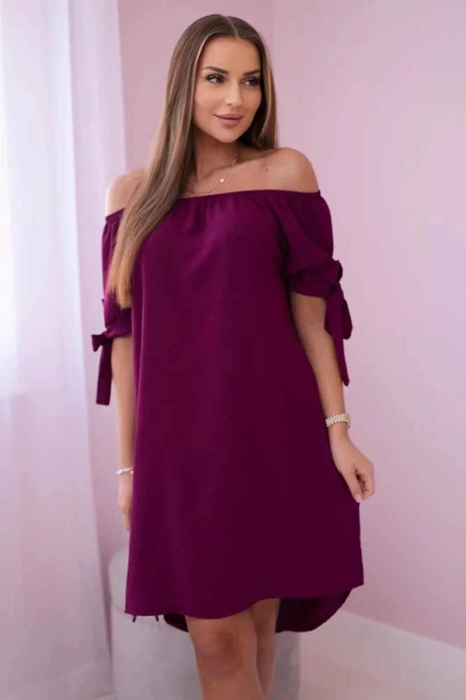 Letné šaty s odhalenými ramenami ARABELA Plum