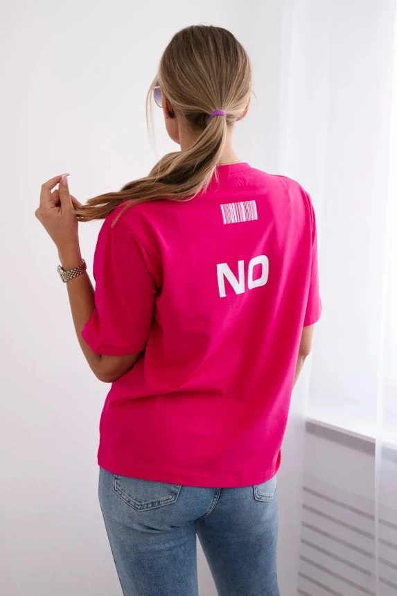 Dámske fuchsiové tričko Yes / No s krátkym rukávom