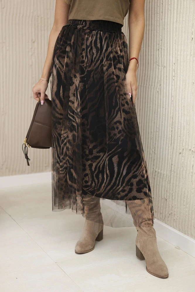 Dlhá tylová sukňa so zvieracím motívom