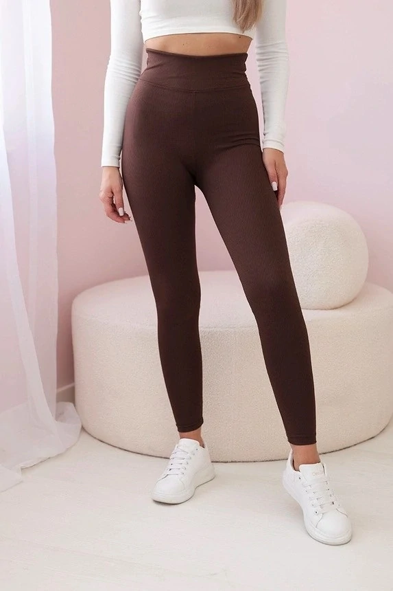 Rebrované hnedé legíny KASIA