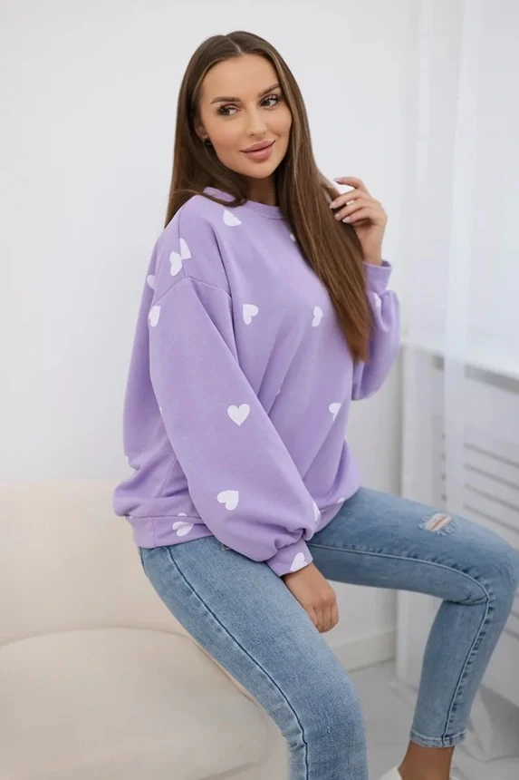Dámska oversize mikina HEARTS fialová