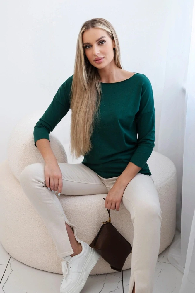 Smaragdové casual tričko s lodičkovým výstrihom