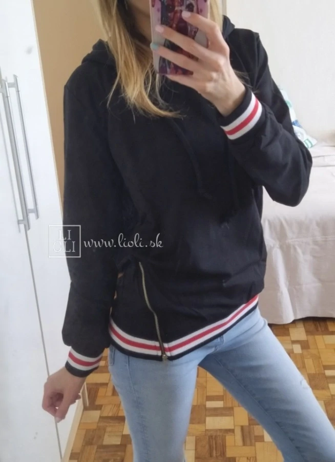 Dámska čierna mikina ALBA s patentom