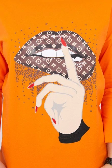Orange tričko LIPS s 3/4 rukávom