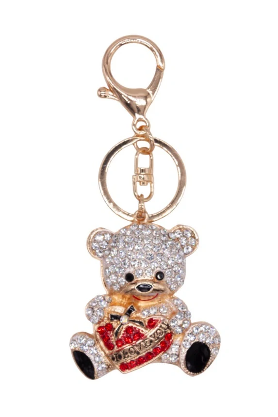 Dámska kľúčenka s príveskom Bear Love Red