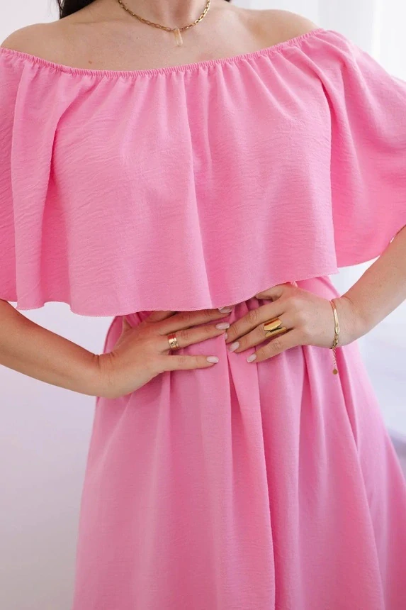 Letné šaty CASSANDRA Off Shoulder baby pink