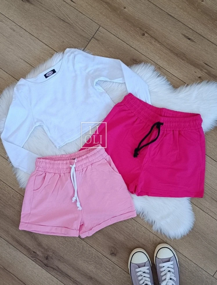 Dámske BASIC fuchsia bavlnené šortky s vreckami