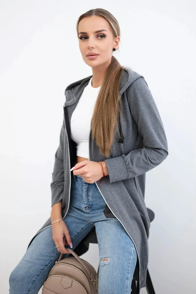 Dámska dlhá grafitová mikina na zips Veronica