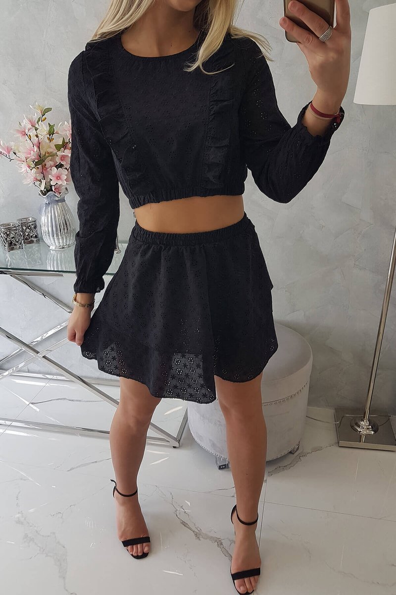 BOHO dámska čierna súprava - sukňa + top