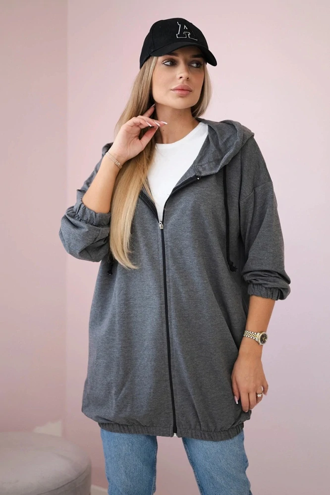 Dlhá grafitová mikina The world is yours