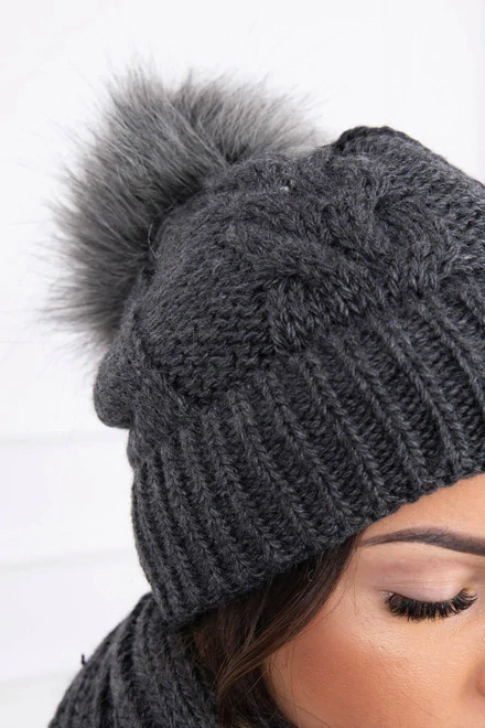 Dámska grafitová zimná súprava DANA čiapka + dlhý šál