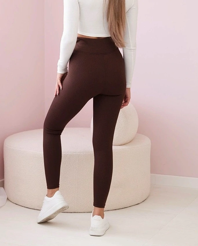 Rebrované hnedé legíny KASIA