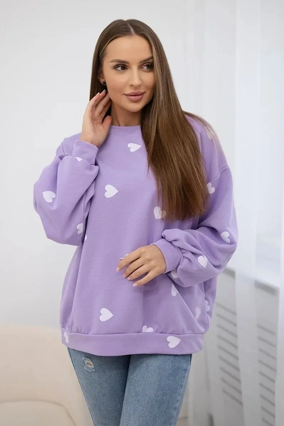 Dámska oversize mikina HEARTS fialová