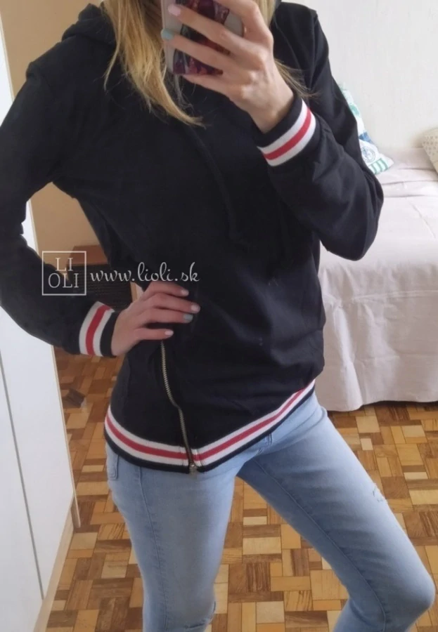 Dámska čierna mikina ALBA s patentom