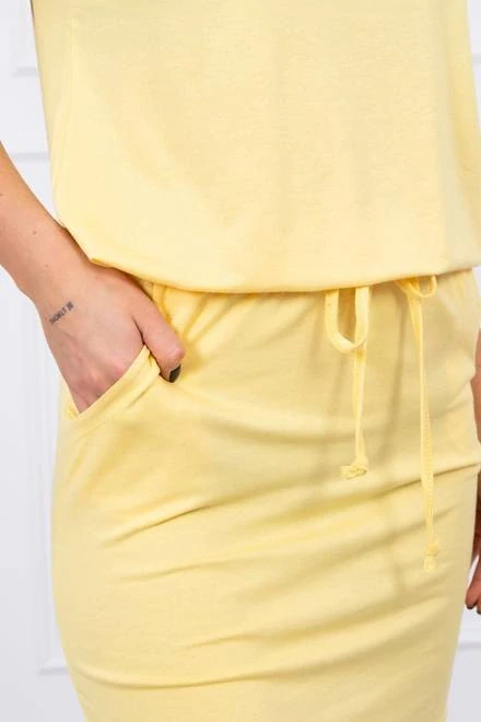 Viskózové šaty s viazaním v pase žlté