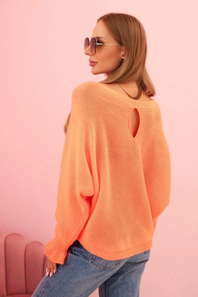 Pletený sveter CLARISA orange s nariasenými rukávmi 