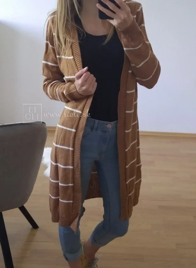 Páskovaný pletený sveter DUNI camel