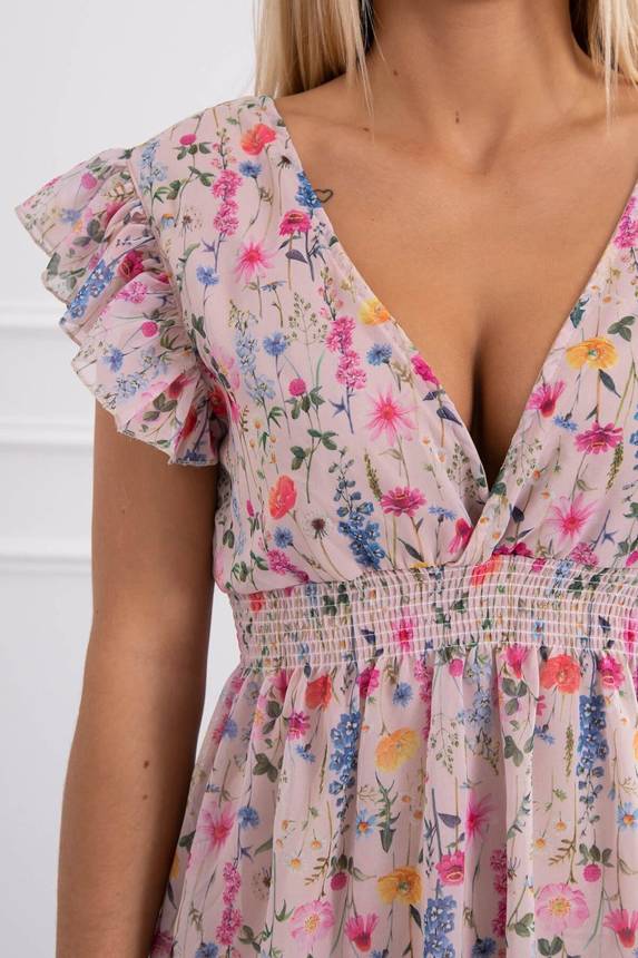 Dámske kvietkované šifónové šaty DONA