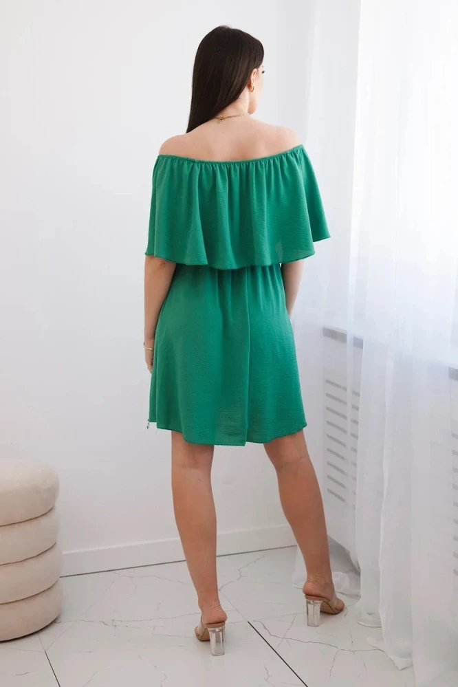 Letné šaty CASSANDRA Off Shoulder green
