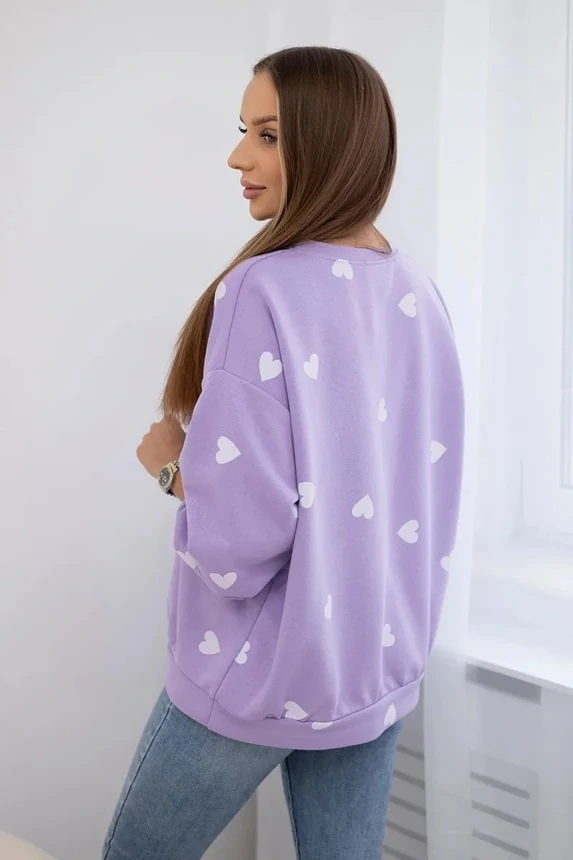 Dámska oversize mikina HEARTS fialová