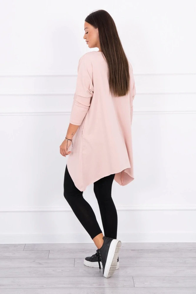 Asymetrická LIPS tunika s 3/4 rukávom pudrová