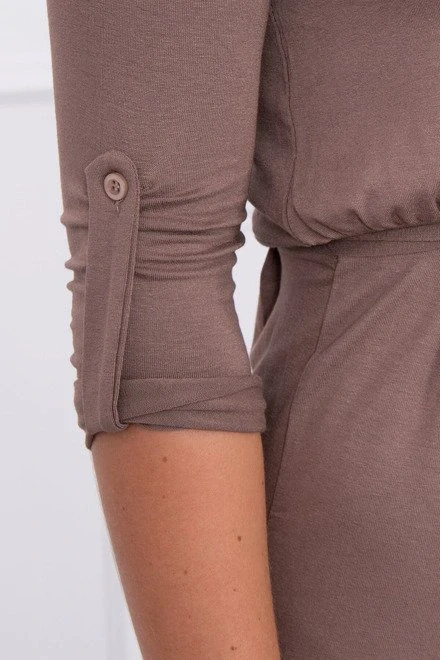 Viskózové eleganté šaty s 3/4 rukávom cappucino I veľ.M