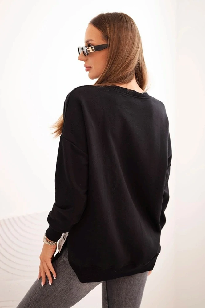 Dámska oversize mikina s nášivkou Famous black