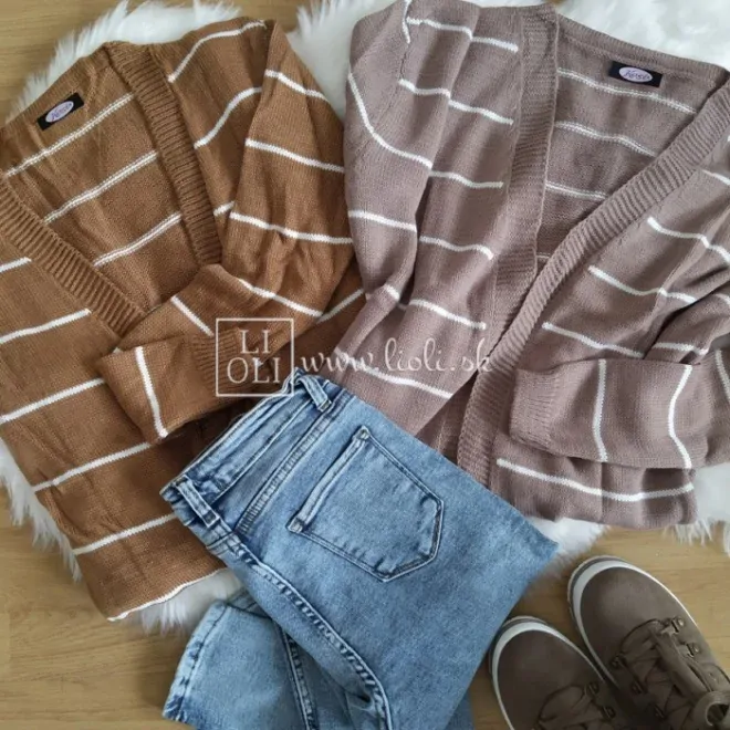 Páskovaný pletený sveter DUNI camel