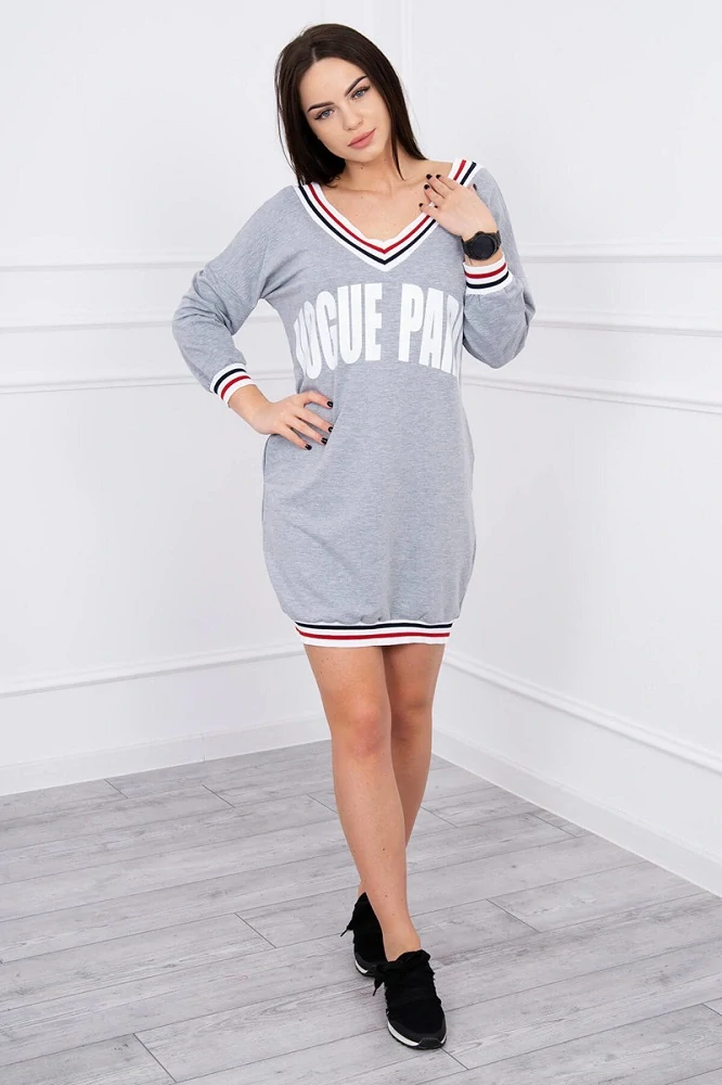 Dámske mikinové šaty Vogue Paris sivé