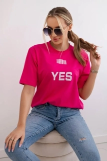Dámske fuchsiové tričko Yes / No s krátkym rukávom